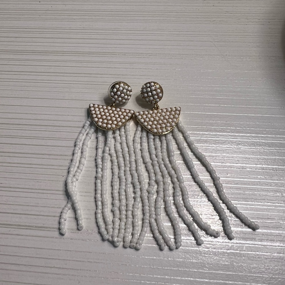 Baublebar white fringe earrings